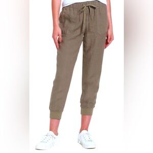 Caslon 100% Linen Joggers Women’s Sz XS Petite Cropped Cuffed Drawstring Pockets
